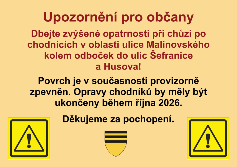 Upozornění chodníky